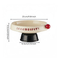 Pedestal Fruit Bowl Glossy Serving Item Printed Wordmark