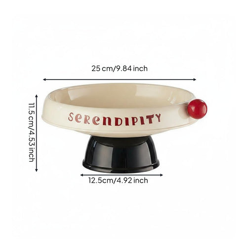 Pedestal Fruit Bowl Glossy Serving Item Printed Wordmark