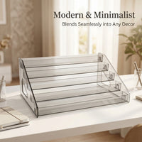 Tiered Display Shelf Desktop Organizer, 5 Clear Riser for Makeup Vanity, Cosmetics Storage Stand, Acrylic for Collectibles