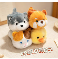 Cartoon Lying Animal Plush Pendant Fox Raccoon Lion Husky Cat