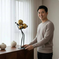 Black Metal Statue Modern Luxury Home Decor Gold Finish for Living Room
