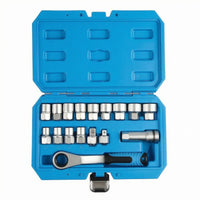 17 Pieces Through-Center Ratchet Socket Set Metric Sizes 12-12-Cornered Fastener Tool Set Molded Storage