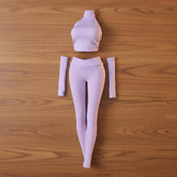 Matching Fitness Doll Outfit Fitted Stretchy Ribbed Doll Clothes Close-Fitting Cropped Top Leggings Set
