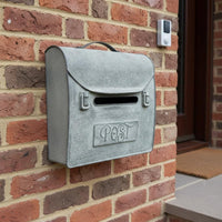 Gray Metal Mailbox Outdoor Use Vintage Post Box Embossed Design for Porch