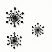 3 Pieces Sunburst Wall Decor Black Sunburst Sculpture Retro for Living Room