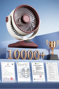 Rechargeable Oscillating Desktop Fan with USB, 3-Blade, ABS, 4 Speeds
