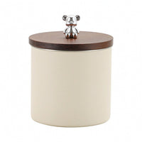 Sealed Food Canister with Wood Lid Elegant Stainless Steel Storage Canister Decorative Pantry Container Sturdy for Home Cooks, Kitchen Countertop