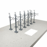 12 Pieces Catenary Mast Electrified Catenary Pole Realistic Railway Pole with Electrified-Wire-Wire Arm for Collectors, Dioramas