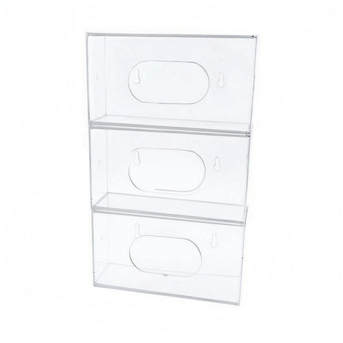 3 Pieces 3 Section Storage Box Clear Wall Mounted Glove Box Holder Easy to Clean