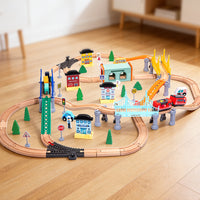 Beech Wooden Track Building Blocks Toy Train Set for Kids Educational Puzzle Gift