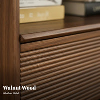 Low Cabinet with Sliding Doors Hardwood Wood Storage Cabinet Nordic Design Adaptable for Families, Living Room, Home Office