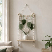 Leaf Wall Tapestry Shelf Space Saving Macrame Wall Hanging Shelf Cotton Cord