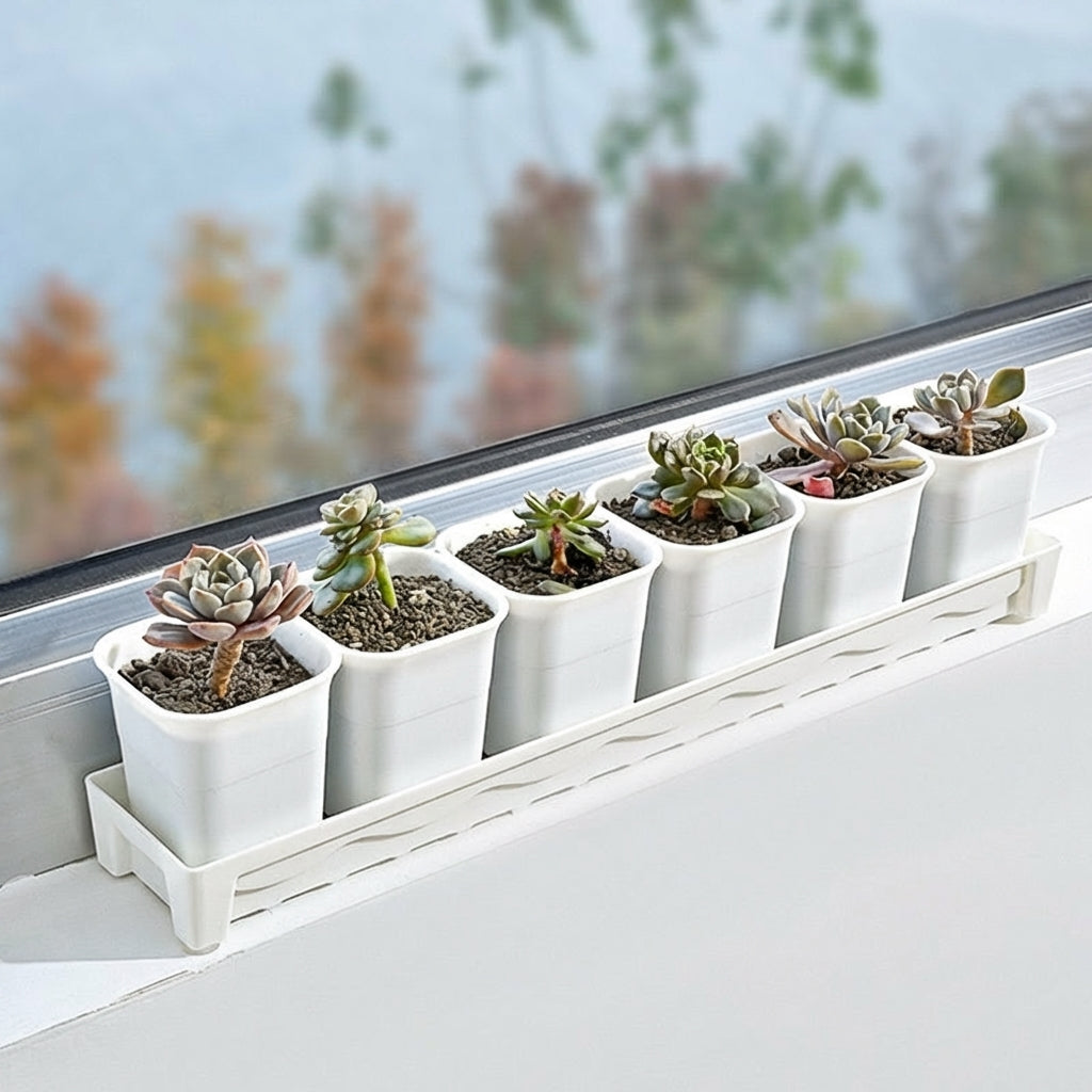 Plant Trays and Rectangular Plant Saucers, Drip Tray with grooves for Garden Plants, Indoor Outdoor Water Tray for overflow, Simple Style