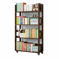 Multi-Tier Mobile Book Organizer Double-Sided Use Mobile Book Cart 360° Rotating Wheels Space-Saving Design for Playroom