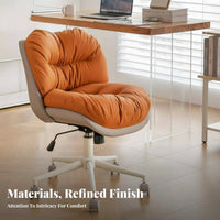 Upholstered Caster Chair Height Adjustable Upholstered Rolling Chair 360-Degree rotate Minimalist Design for Study Room, Bedroom