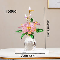 Crystal Glass Gourd Peony Ornament for Living Room Decoration