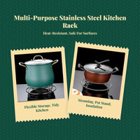 Stainless Steel Steaming Rack, Sturdy robustDuty Pot Holder, Multi-Functional Kitchen Organizer, Heat Insulation, Heat-Resistant anti-slipScald Stand