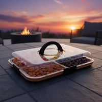 Lidded Bamboo Meat and Cheese Board Easy to Carry Reversible Compartment Food Platter Handled Portable Serving Tray