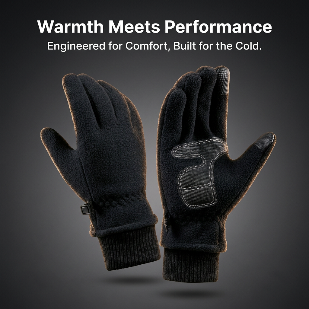 Fleece Lined Touch Men Women Outdoor, Winter Gloves Men Women, Convertible Fleece Winter Gloves, Thermal Gloves Wrist, Winter Gloves Anti-Slip Palm