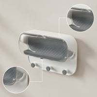 Wall-Mounted Glasses Storage Organizer Compact Glasses Case with Hooks Eyewear Holder with Cover Space-Saving Dustproof