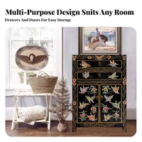 Tibetan Painted Chest Antique Finish Bedside Cabinet Ornate features sturdy Construction for Homeowners, Bedroom, Entryway