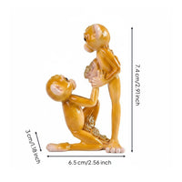 Resin Monkey Figurine Glossy Creature Statue Amber-Gold for Cabinet