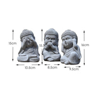 3 Pieces Chinese-Style Buddha Statues Hand Gestures Gray Buddha Figurines Small Size House Decoration for Tea Room