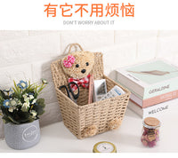 Woven Willow Cartoon Bear Hanging Basket for Storage