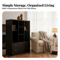 Configurable Shelving System French Vintage Aesthetic Tall Shelving Single Piece with Doors Sturdy Wood Construction Sturdy And
