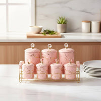 7 Pieces Kitchen Canister Set Easy to Clean Sealed Storage Canisters Glossy Finish Ceramic Canister
