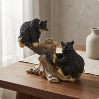Black Bear Resin Sculpture Painted Details Home Decoration Craft-Style for Desk