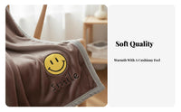 Cartoon Embroidered Throw Soft and Cozy Fleece Coverlet High Density Textile
