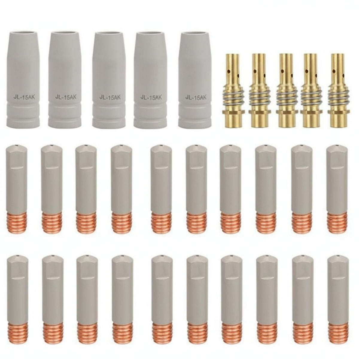 30 Pieces 15AK MIG Torch Consumable Kit High Temperature Resistant MIG Welder Connector Tips and Nozzles Set Guarding Coating for Welders, Garage