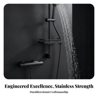 Wall-Mounted Shower Kit with Shelf | Matte, Thermostatic Shower Mixer, for bath