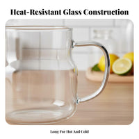 High Temperature Resistant Large Capacity Borosilicate Glass Cup Microwave Safe Large Handled Glass Cup Polished Rim for Daily Use, Home