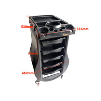 Salon Trolley Cart Molded Compartments Hair Styling Cart Caster Wheels Mobile Storage Cabinet