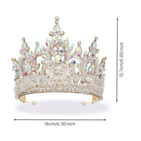 Rhinestone Crown Tall Rhinestone Crown Large Gemstone Headpiece for Stage Performances, Weddings