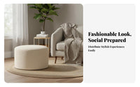 Round Boucle Ottoman Soft and Comfortable Round Boucle Stool Minimalist Design