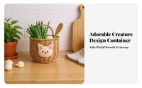 hareShaped Woven Basket Cute creature Design Hanging Organizer Space-Saving