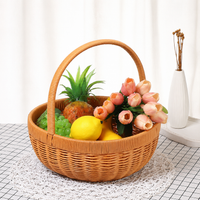 Small Basket with Integrated Handles, Lightweight Polywicker Fruit Basket, Empty Gift Baskets for Groceries & Storage