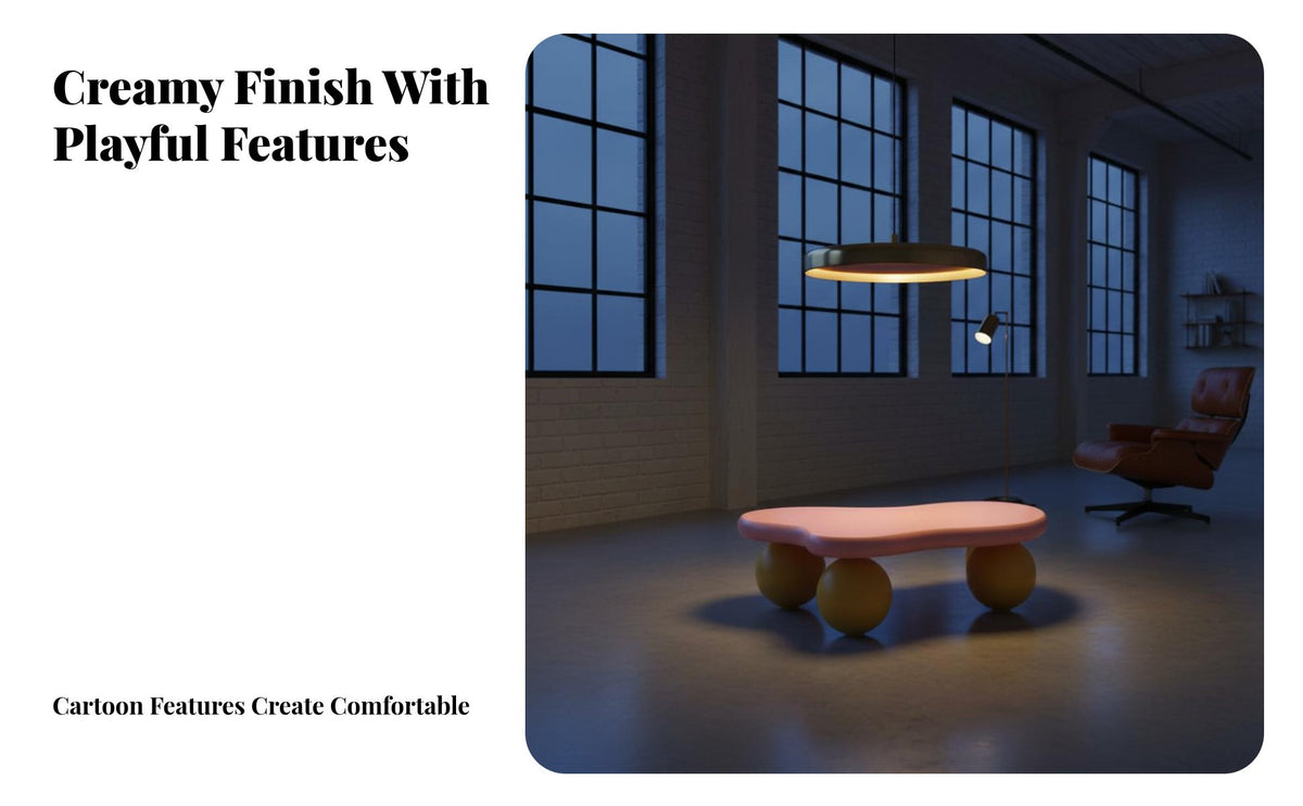 Irregular Shape puffyShaped Table Creamy visual appeal & house Furniture dual-tone design Design Rounded Corners for Young Adults, Apartment Dwellers, Living Room, Playroom, Nursery, Small areas