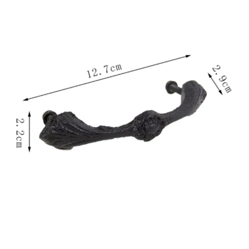 Cast Iron Door Handle Decorative Vintage Cabinet Pull Heavy Duty