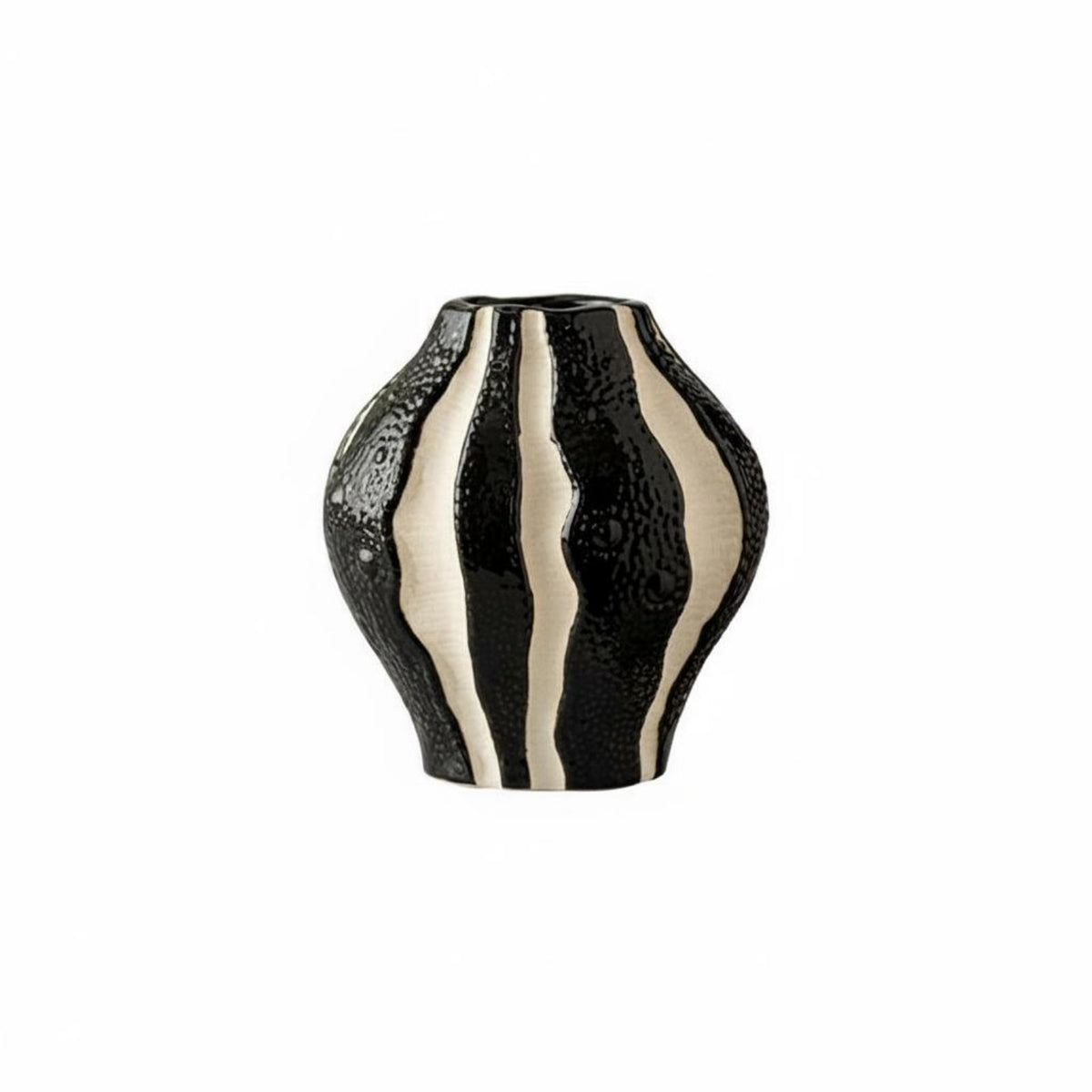 Black and White Striped Vase Minimalist Design Vertical Stripe Flower Vase Statement Centerpiece Home Decoration for Living Room, Office Desk