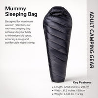 Sleeping Bag for Camping, Mummy Waterproof Lightweight Outdoor Bag, 400T 20D Nylon Case, Warm for Co - Image 5