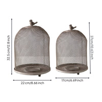 2 Pieces Birdcage Candle Lantern Weathered Birdcage Candle Holder Tabletop Iron Lantern with Bird Ornament for Dining Table