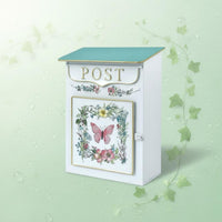Surface-Mounted Mailbox Floral Pattern Decorative Mailbox Galvanized Steel Outdoor Mail Box for Entrance