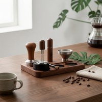 Espresso Accessory Kit with Wooden Station Organized Espresso Accessories Kit with Compacting Station Premium for Kitchen Counter