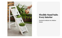 Folding Flower Ladder with containers Nordic aesthetic 3-Tier Plant Stand for Gardeners
