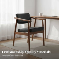 Wooden Dining Armchair with Padded Rear Nordic Design Upholstered Chair Thick Cushions Contouredd Armrests for Families