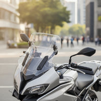 Aerodynamic Motorcycle Windscreen with Clamp Universal Adjustable Windshield Stable Wind Deflector with Clamp-on Clamp Long-Lasting for Motorcyclists, Commuters, Highway Riding, Touring